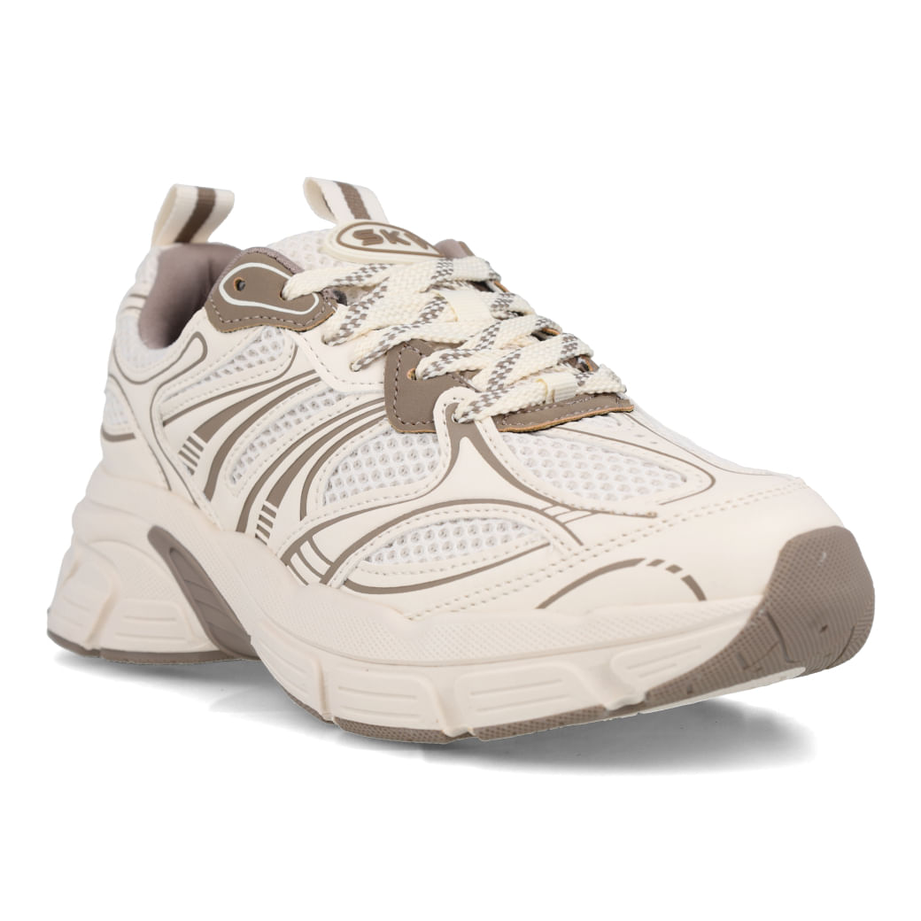 Imagem lateral do tênis Via Marte Creme Sneaker Feminino para seção Vai Servir